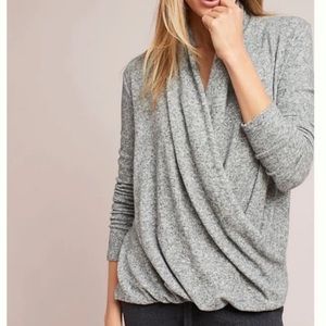 Anthropologie Pure + Good Gray Soft Wrap Top